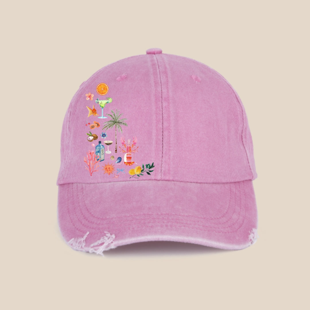 Summer destroyed washed pink cap